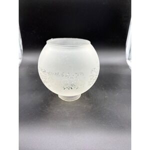 Vintage Frosted Glass Globe Lamp Shade  Floral Etched Replacement 1 3/4" base